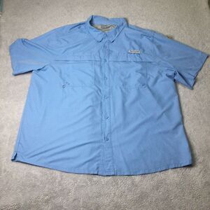 REALTREE Fishing Shirt‎ Adult Mens XXL Short Sleeve Vented Button Up Blue